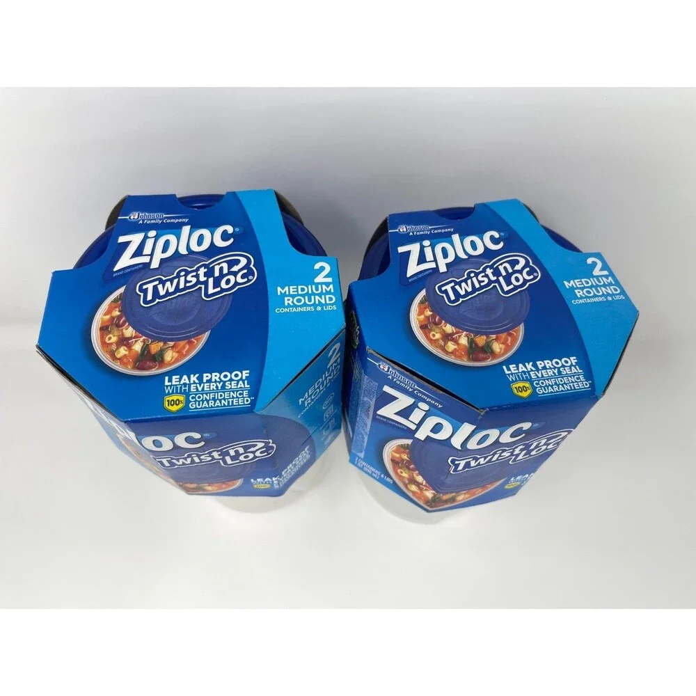 4x Ziploc Twist n Loc Medium Round 1 Quart 32 oz Containers & Lids ~BRAND NEW~